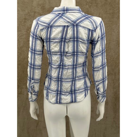 Rails‎ Top Womens XS Blue White Plaid Button Up Long Sleeves Country Cowgirl - Picture 7 of 11